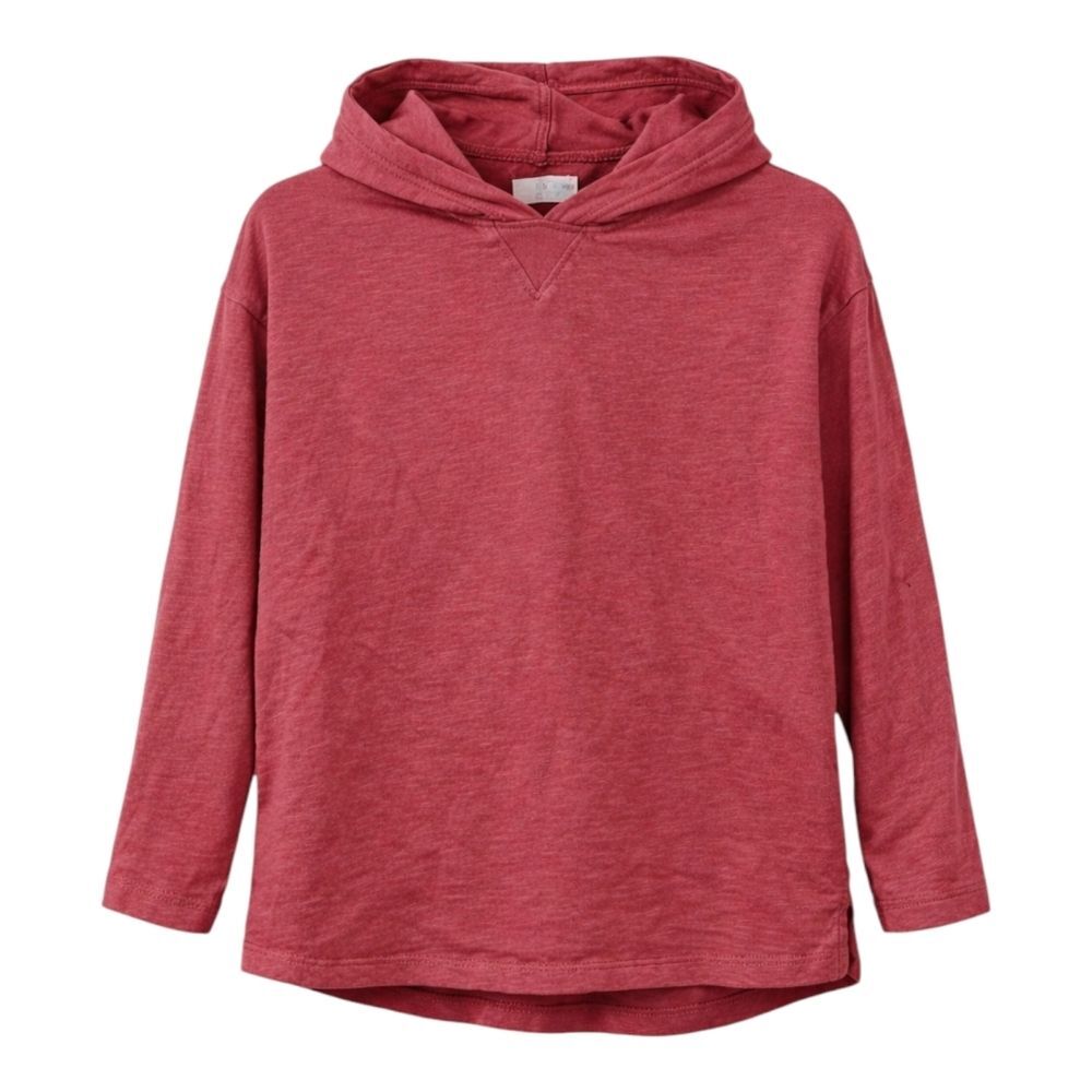 Zara Red Dusty Pink Hooded Long Sleeve Shirt 100% Cotton Kids Girls Size 8